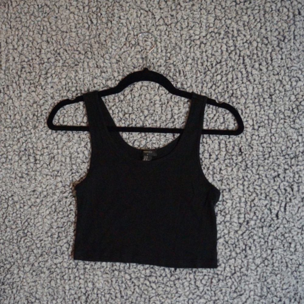 Forever21 Simple Basic Black Crop Top Tank Top